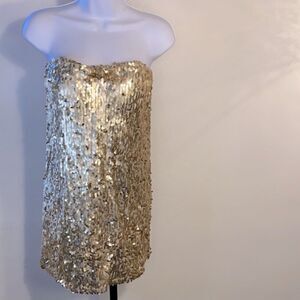 Gold 🟡 sequins halter top dress size S (small) from Charlotte Russe